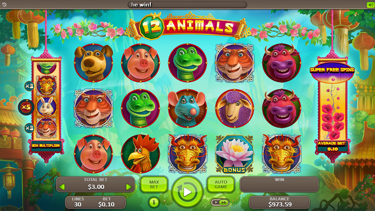 Восточный гороскоп на игровом слоте «12 Animals» в казино Super Slots